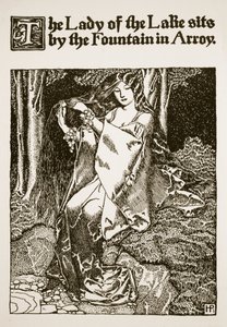 La Dame du Lac assise près de la Fontaine à Arroy, illustration de 